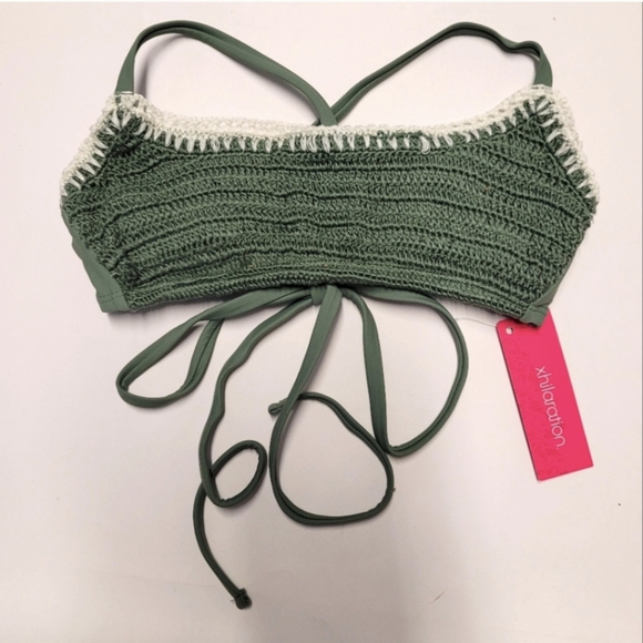 NWT Xhilaration Sage green crochet Bralette bikini swim top XL - Picture 2 of 5